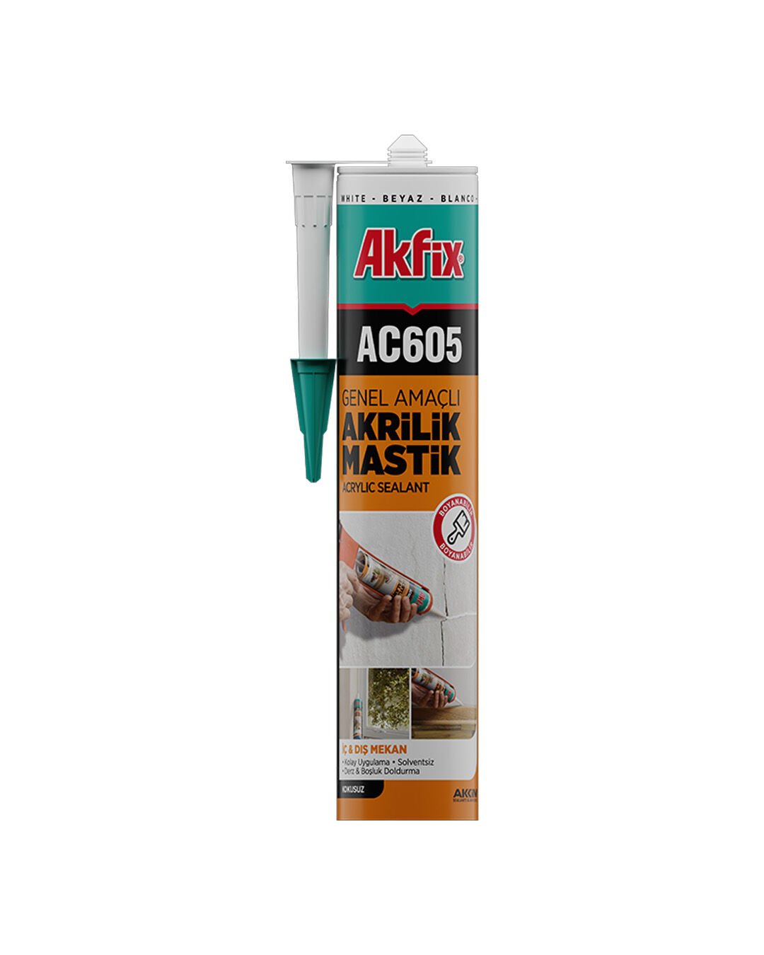 Akfix AC605 Akrilik Mastik Beyaz 500g